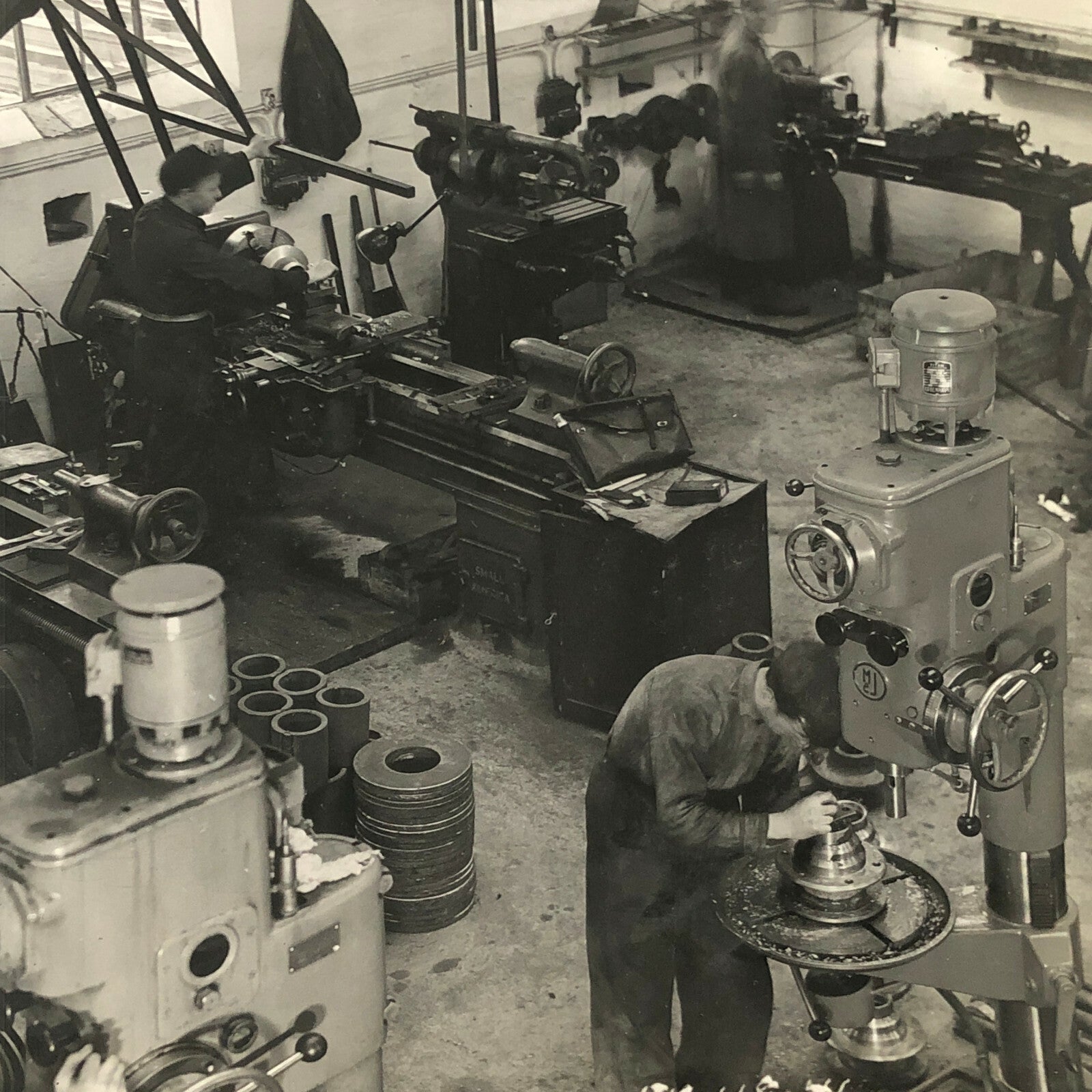 Antique Vintage Photograph of a Factory with Workers Denmark Ergo Trailer