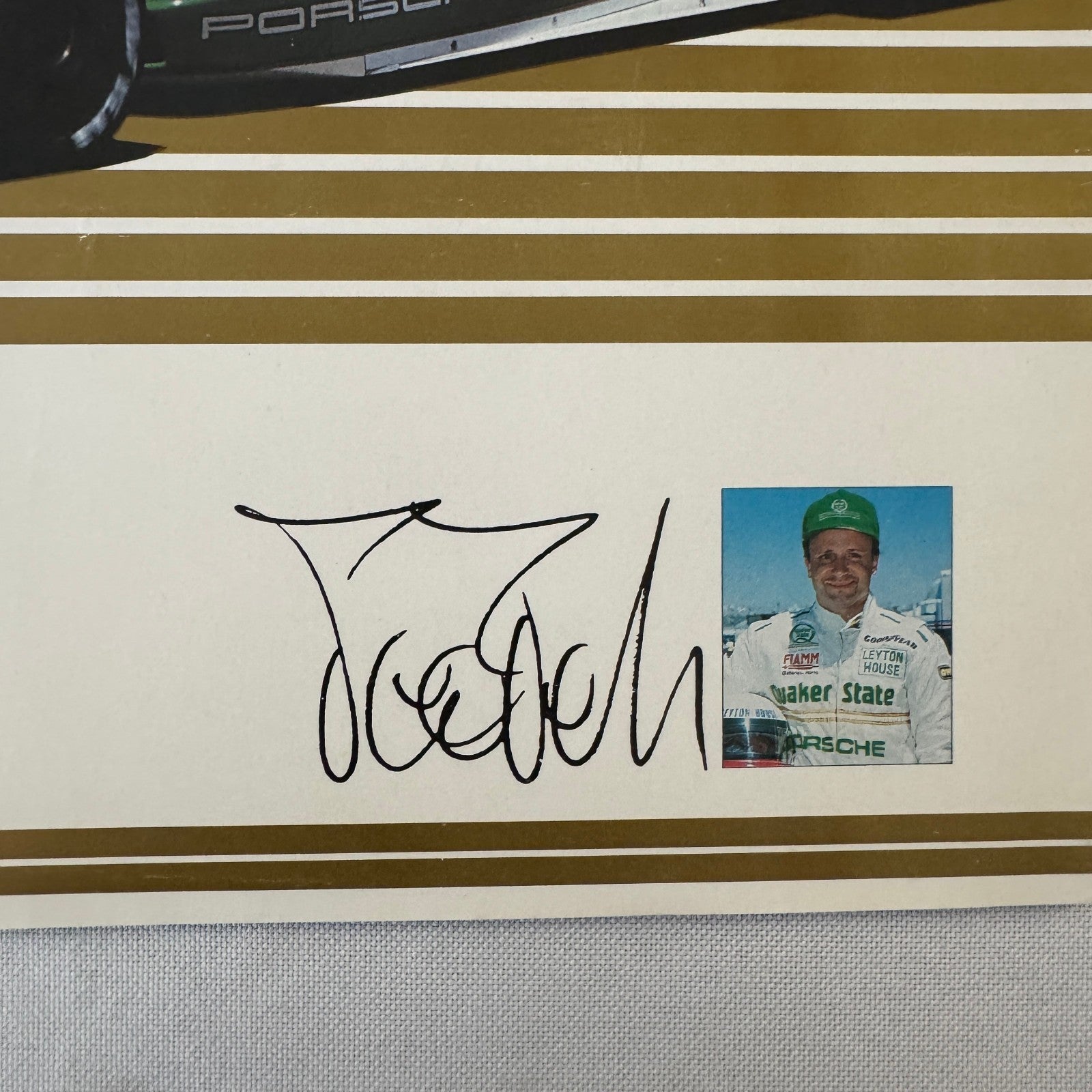 Vintage Porsche Quaker State Indy Racing Car Card Teo Fabi Driver