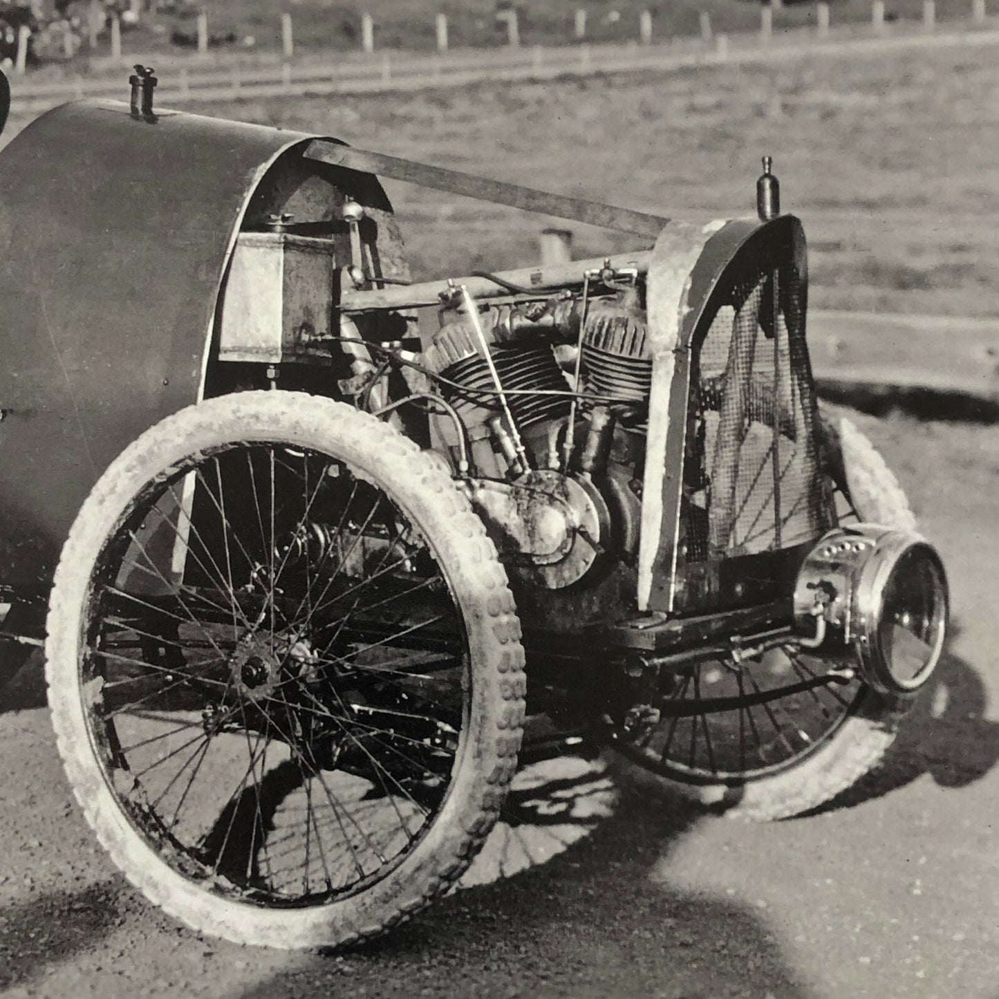 Vintage Early Antique Racing Car with Driver Photo Photograph - Modern Print 
