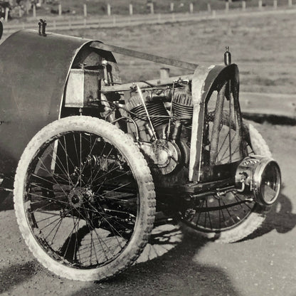 Vintage Early Antique Racing Car with Driver Photo Photograph - Modern Print 