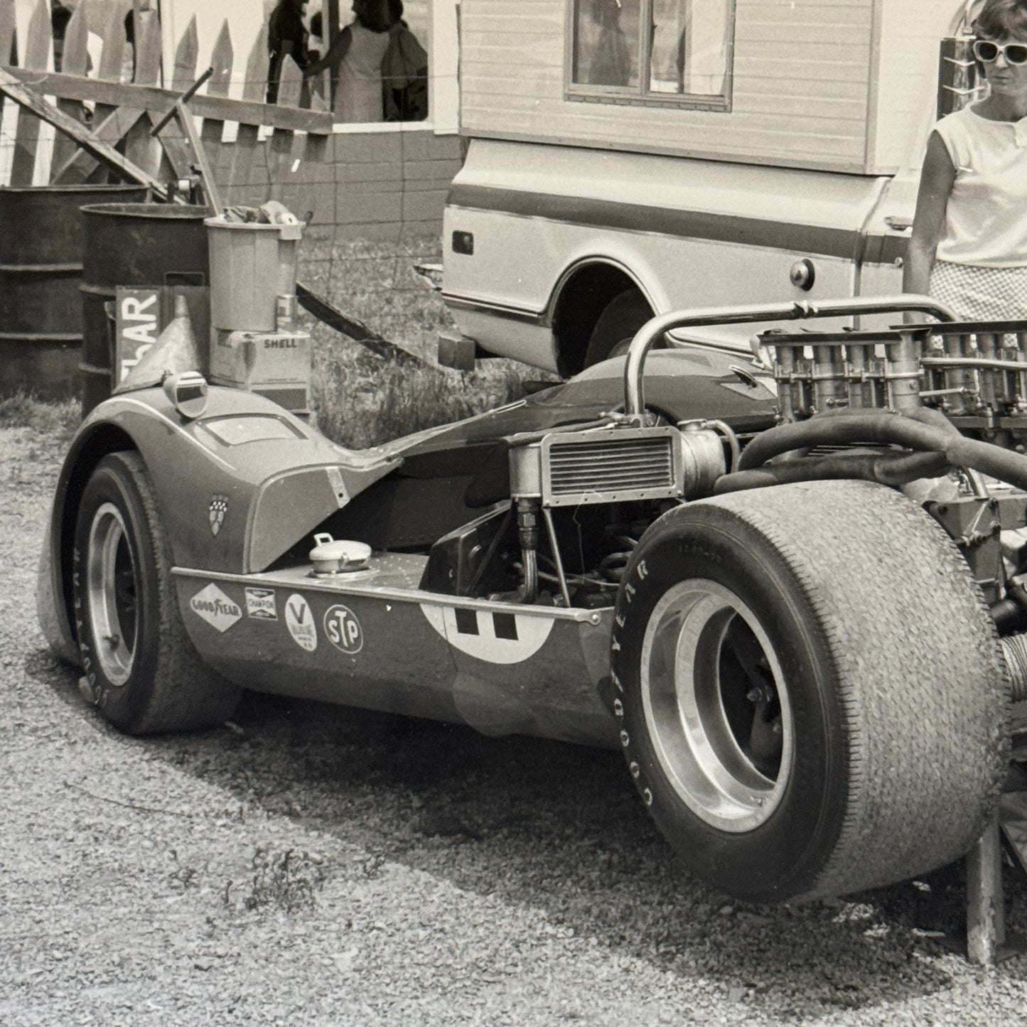 Vintage Racing Photo Photograph McLaren Can Am Car Camper Truck