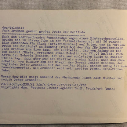 1963 Solitude Grand Prix Racing Photo Photograph Jack Brabham Peter Arundell