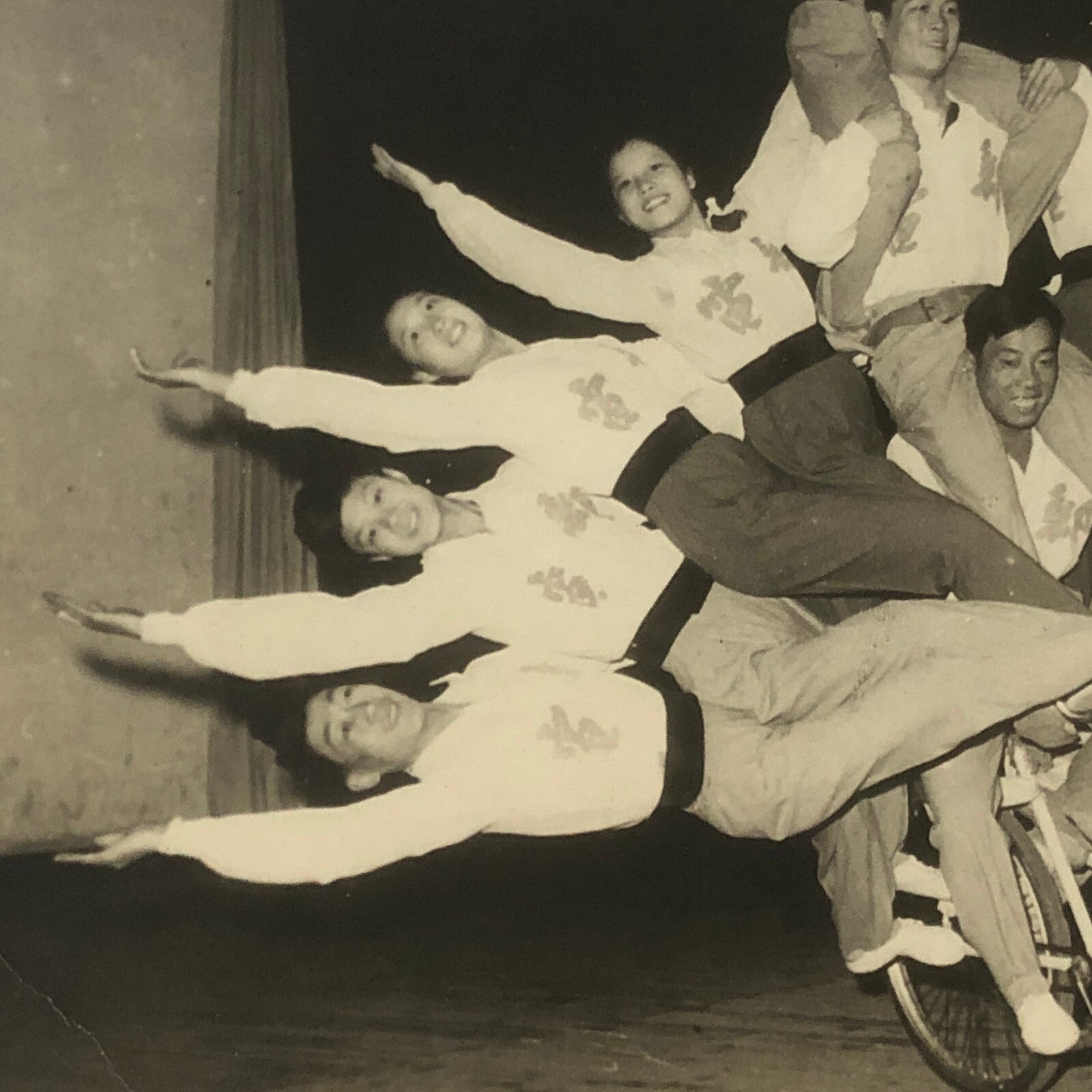Circus Acrobat Bicycle Balancing Act Asian Photograph Keystone Photo Vintage