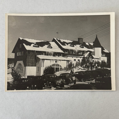 Vintage Photo Photograph Print Automobile Car Winter Scene Building