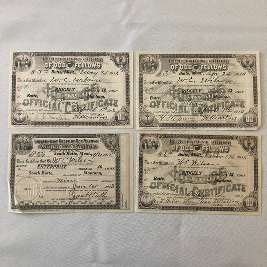 Independent Order of Odd Fellows Official Membership Certificate Document Lot 4x