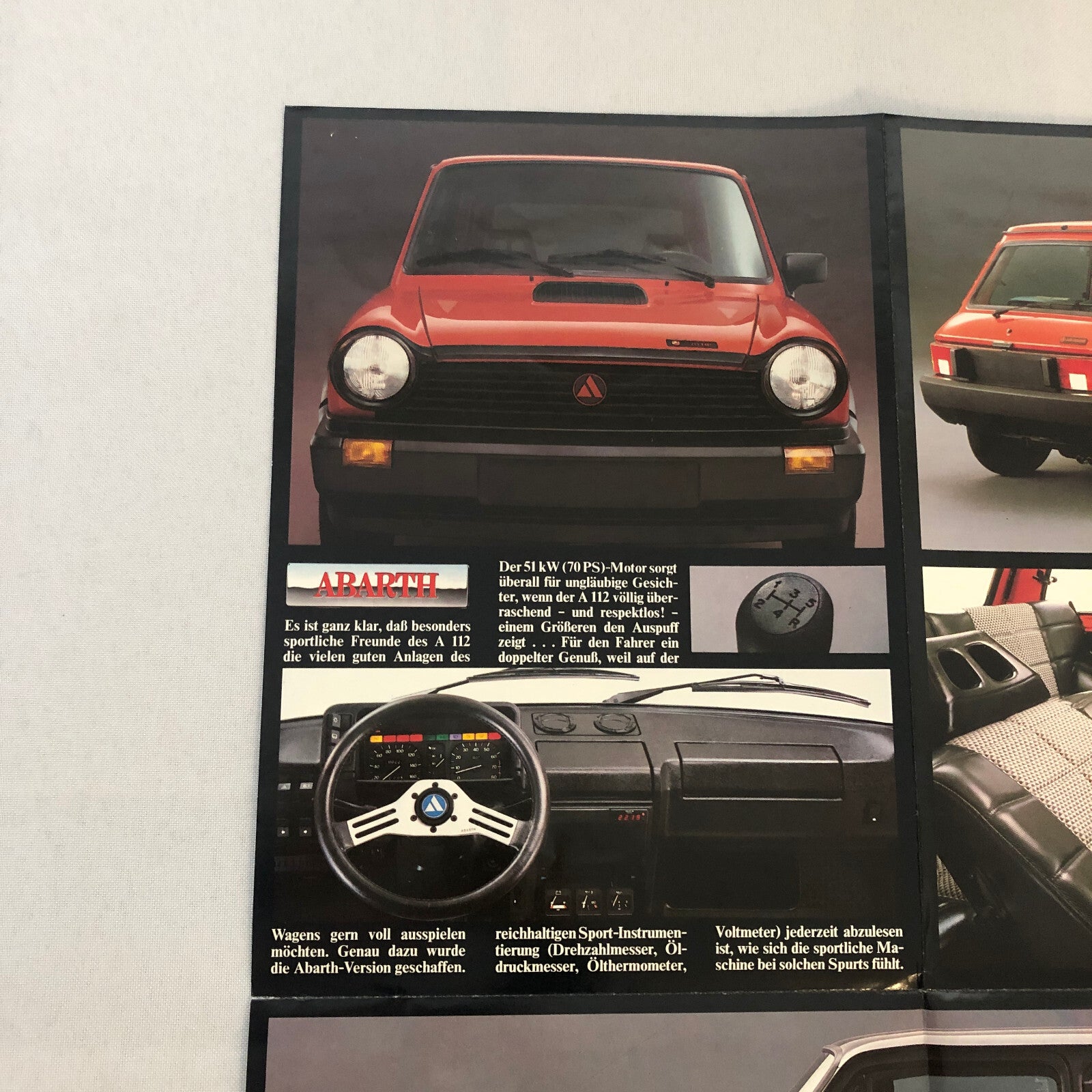 Lancia A112 Car Sales Brochure Catalog Vintage GERMAN Lancia A 112 Abarth