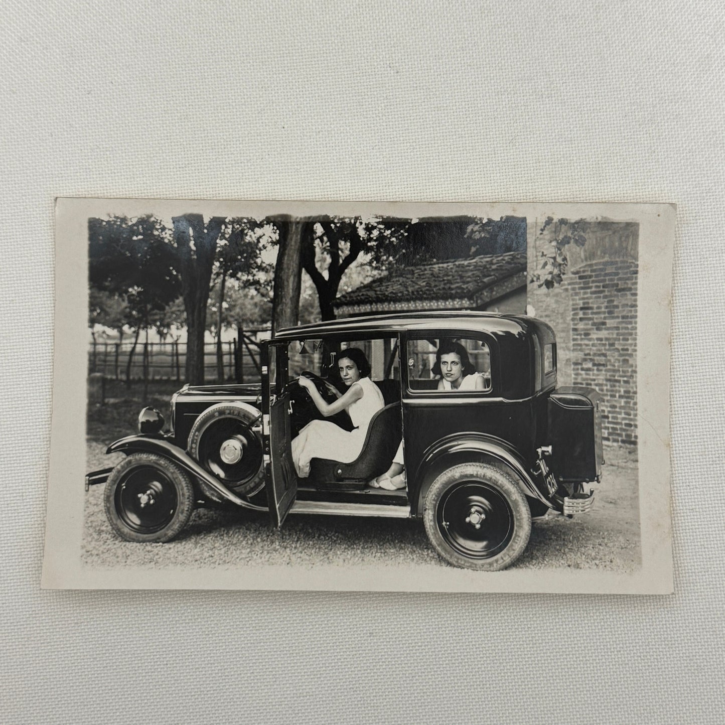 Antique Car Automobile Women Italian Real Photo Postcard RPPC Photograph