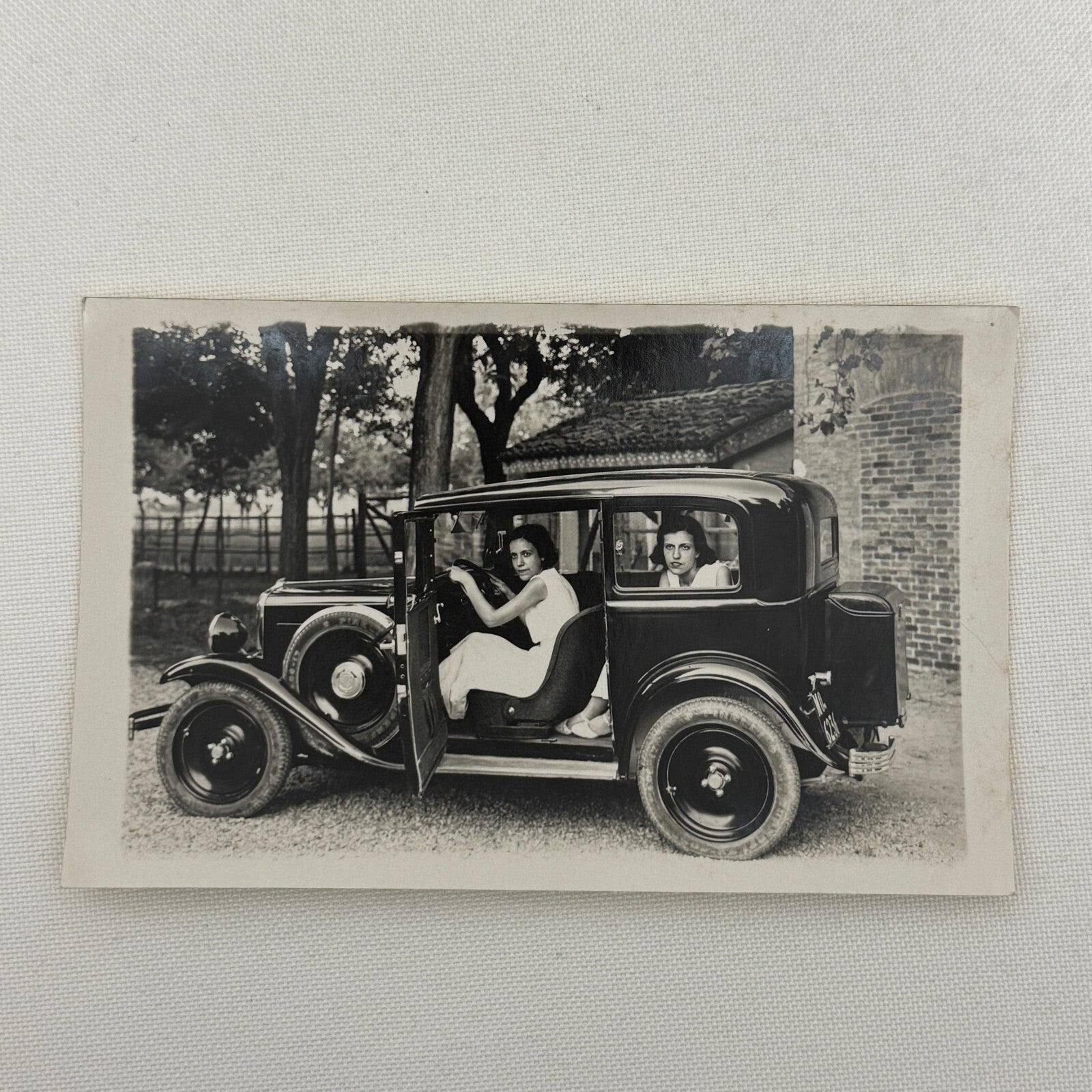 Antique Car Automobile Women Italian Real Photo Postcard RPPC Photograph
