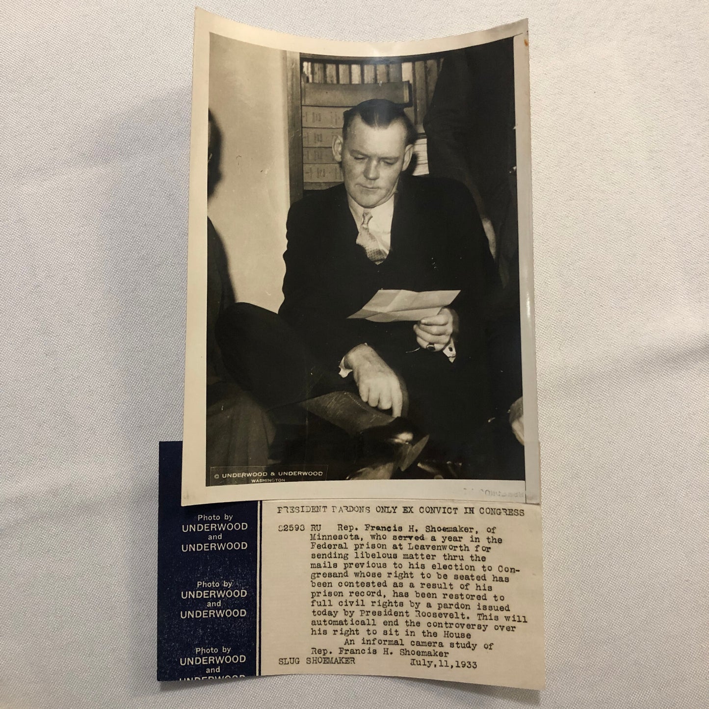 Vintage Press Photo President Franklin Roosevelt Pardons Francis Shoemaker