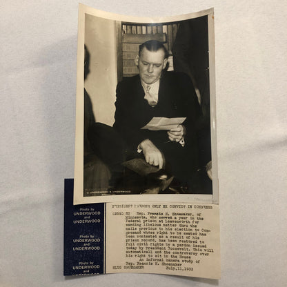 Vintage Press Photo President Franklin Roosevelt Pardons Francis Shoemaker