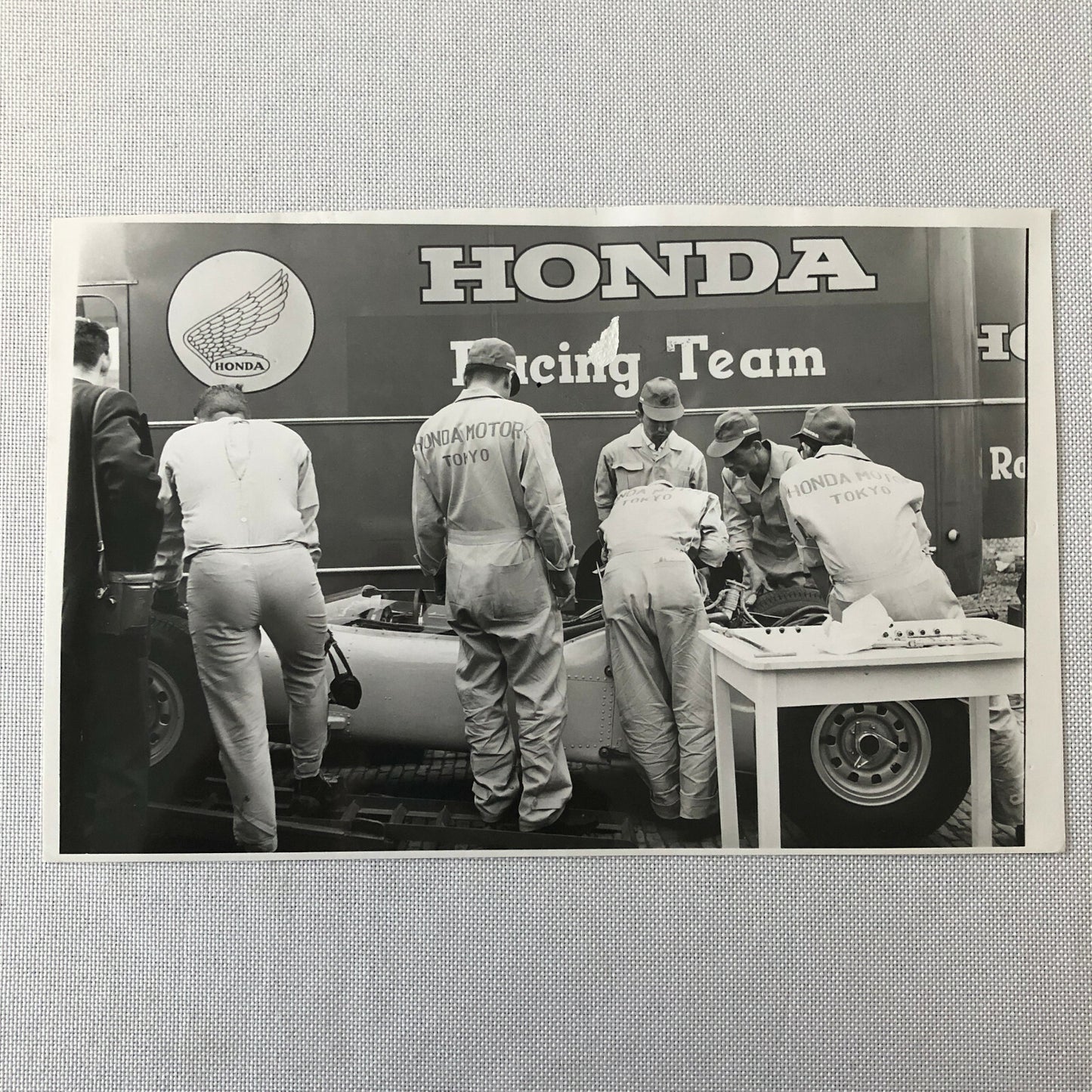 Vintage Honda Grand Prix Racing Car Team Photo Photograph Print 