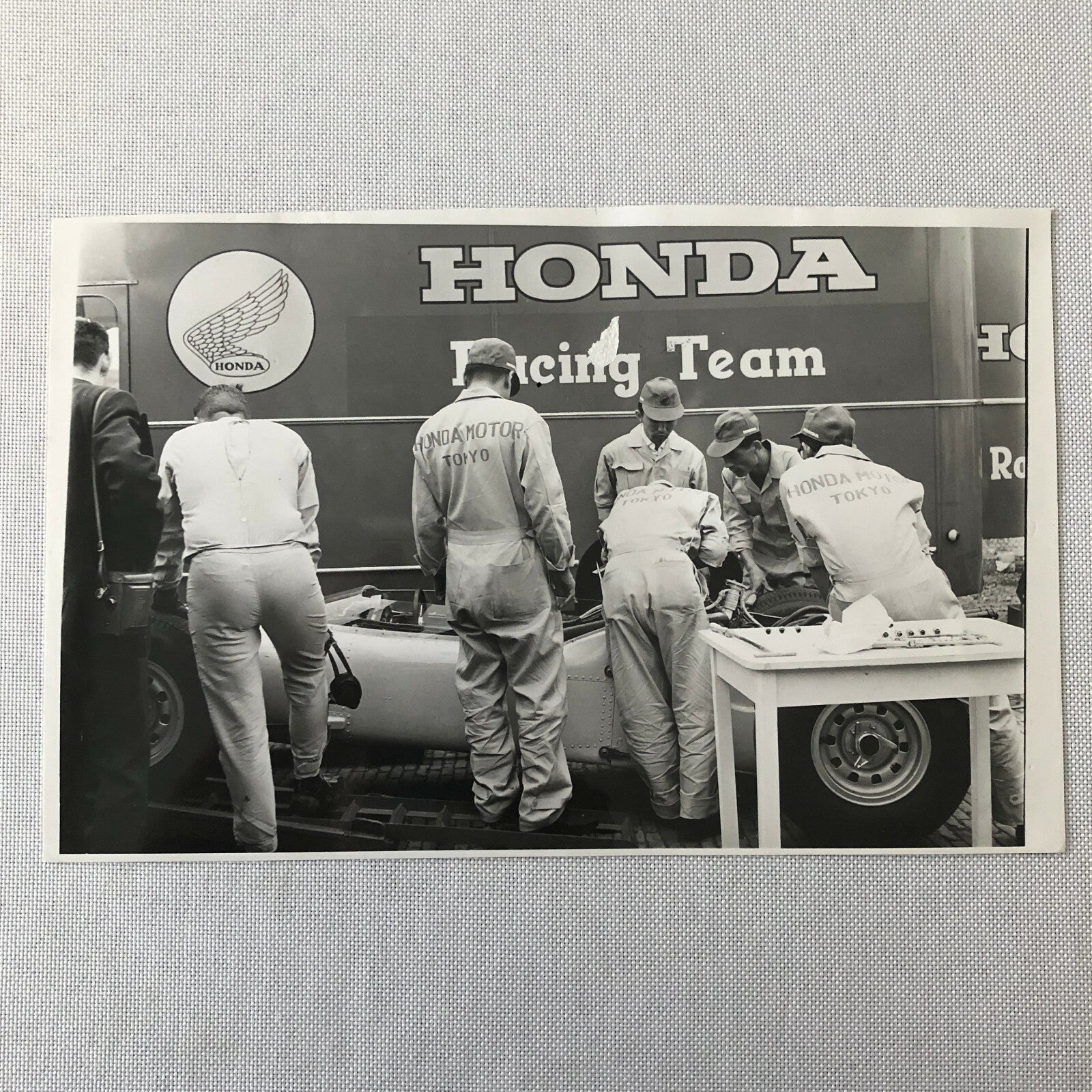 Vintage Honda Grand Prix Racing Car Team Photo Photograph Print 