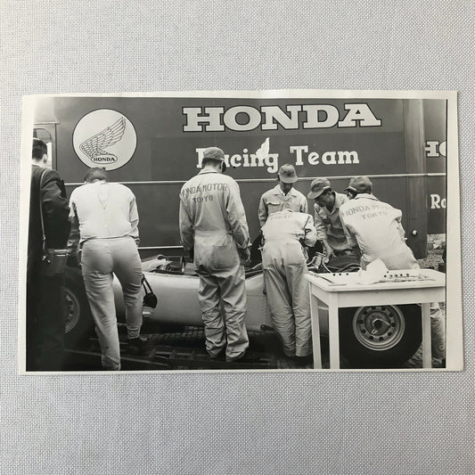 Vintage Honda Grand Prix Racing Car Team Photo Photograph Print 