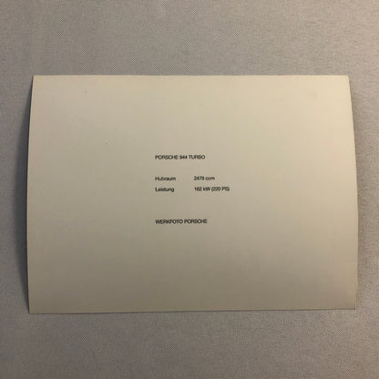 Vintage Porsche 944 Turbo Factory Press Photo Photograph Werkfoto