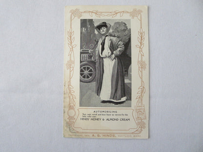 1904 Hinds Honey & Almond Cream Advertising Postcard - Lady Motorist Post Card