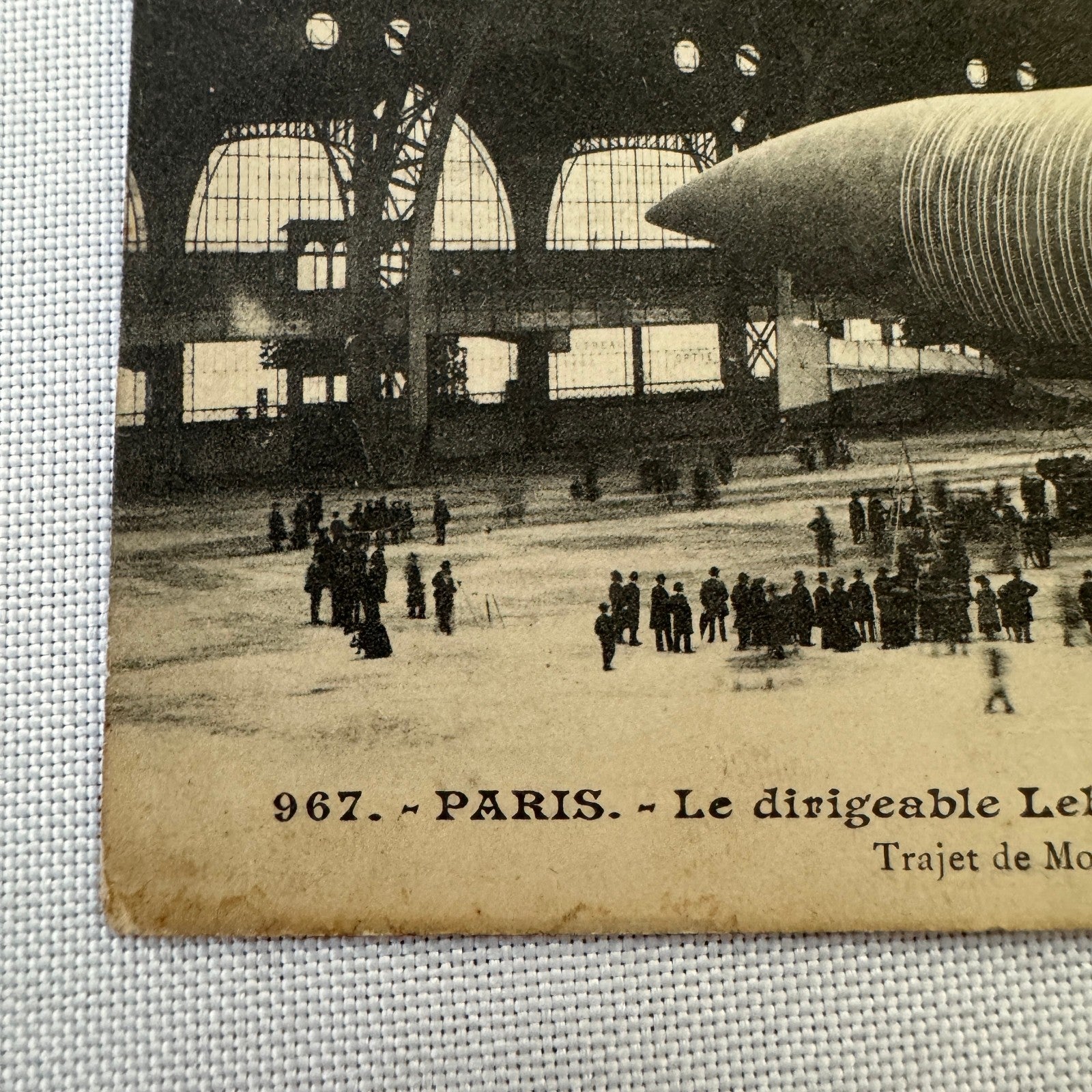 Vintage Zeppelin Airship Dirigible Postcard Post Card French Lebaudy Le Jaune