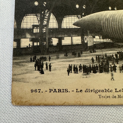 Vintage Zeppelin Airship Dirigible Postcard Post Card French Lebaudy Le Jaune