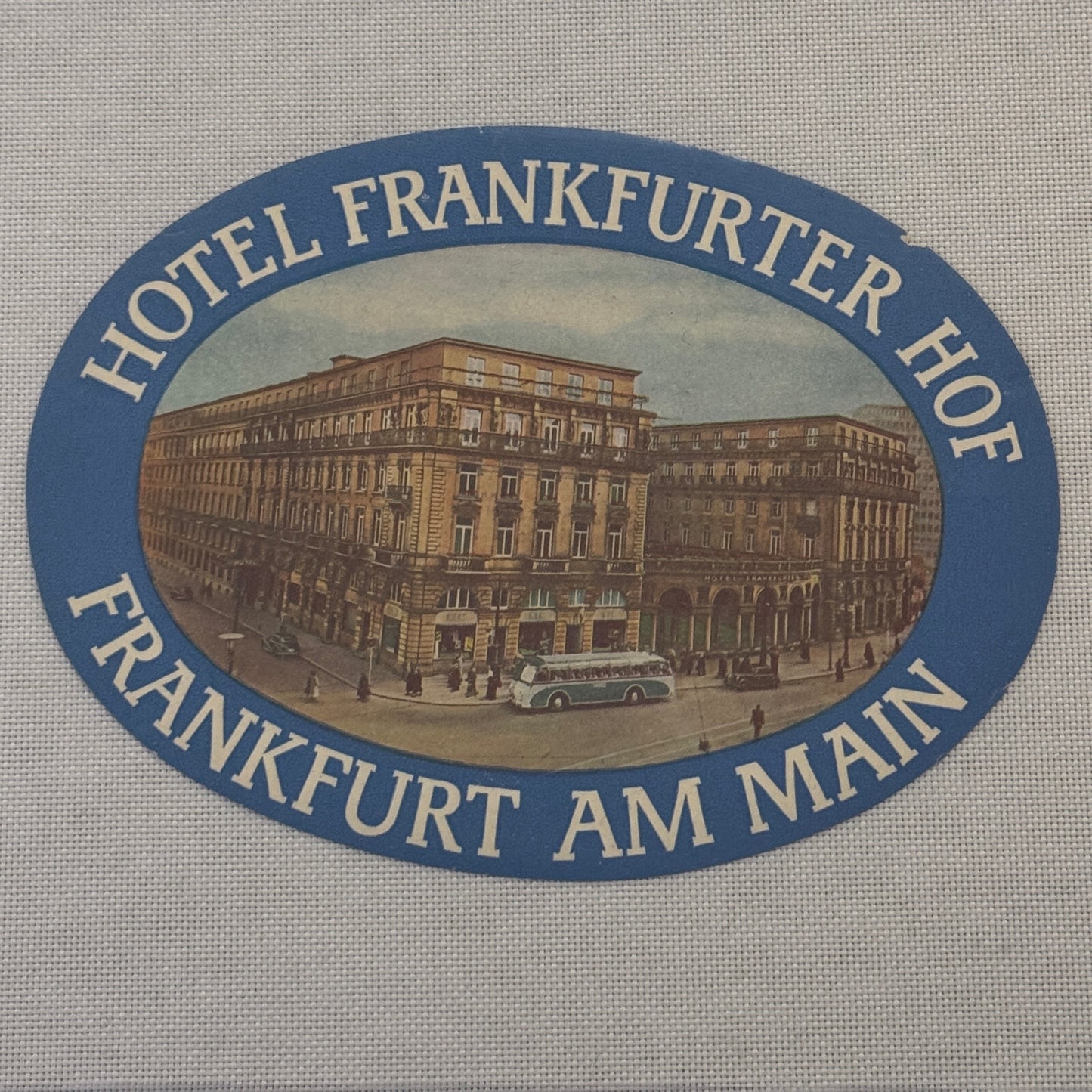 Vintage Hotel Travel Luggage Label Frankfurt Germany Hotel Frankfurter