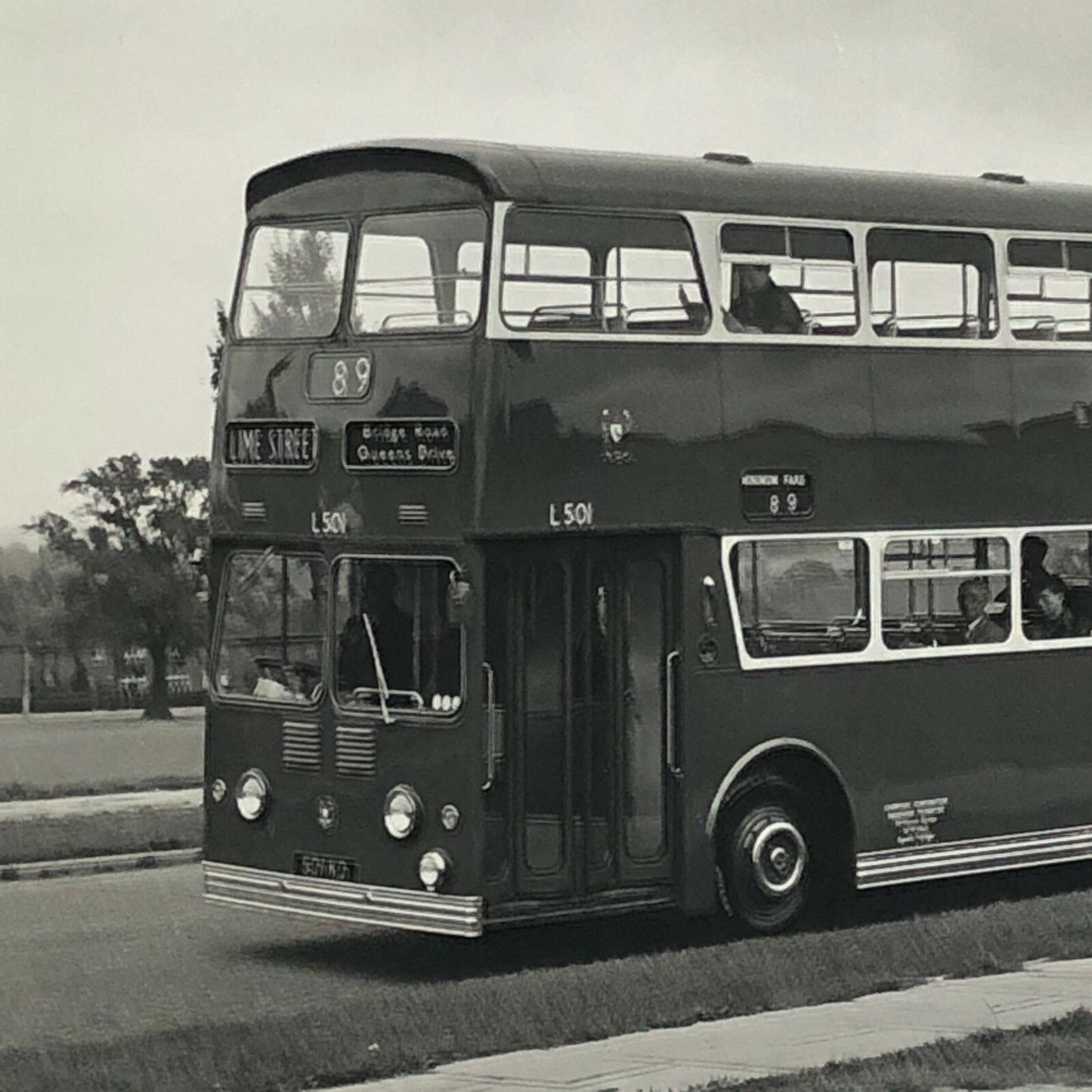 Vintage British Double Decker Bus Photo Transportation Photograph