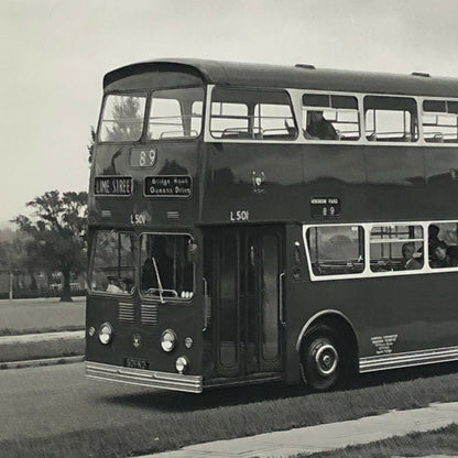 Vintage British Double Decker Bus Photo Transportation Photograph