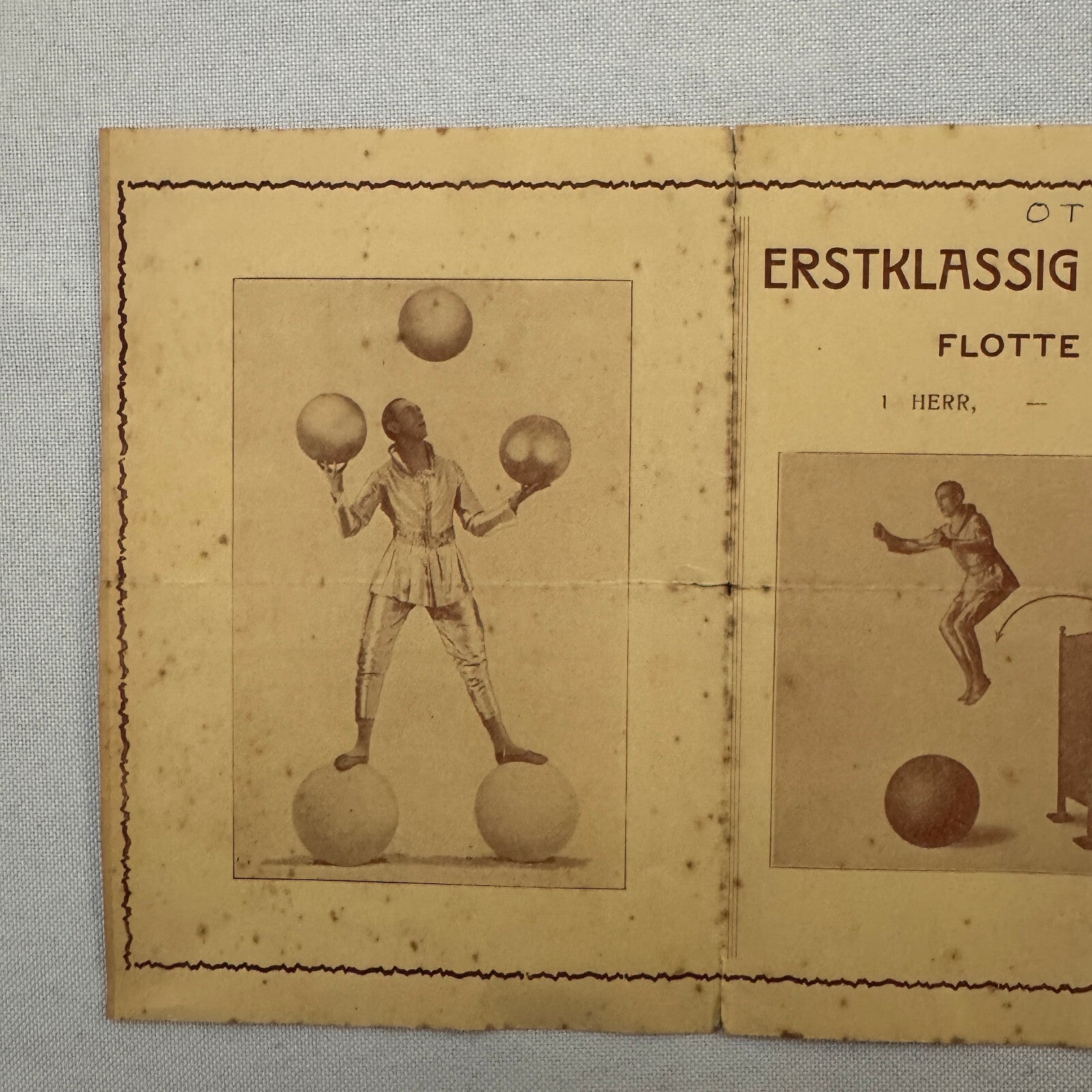 Circus Juggling Balancing Acrobat Act Ottare Vintage Brochure Advertising