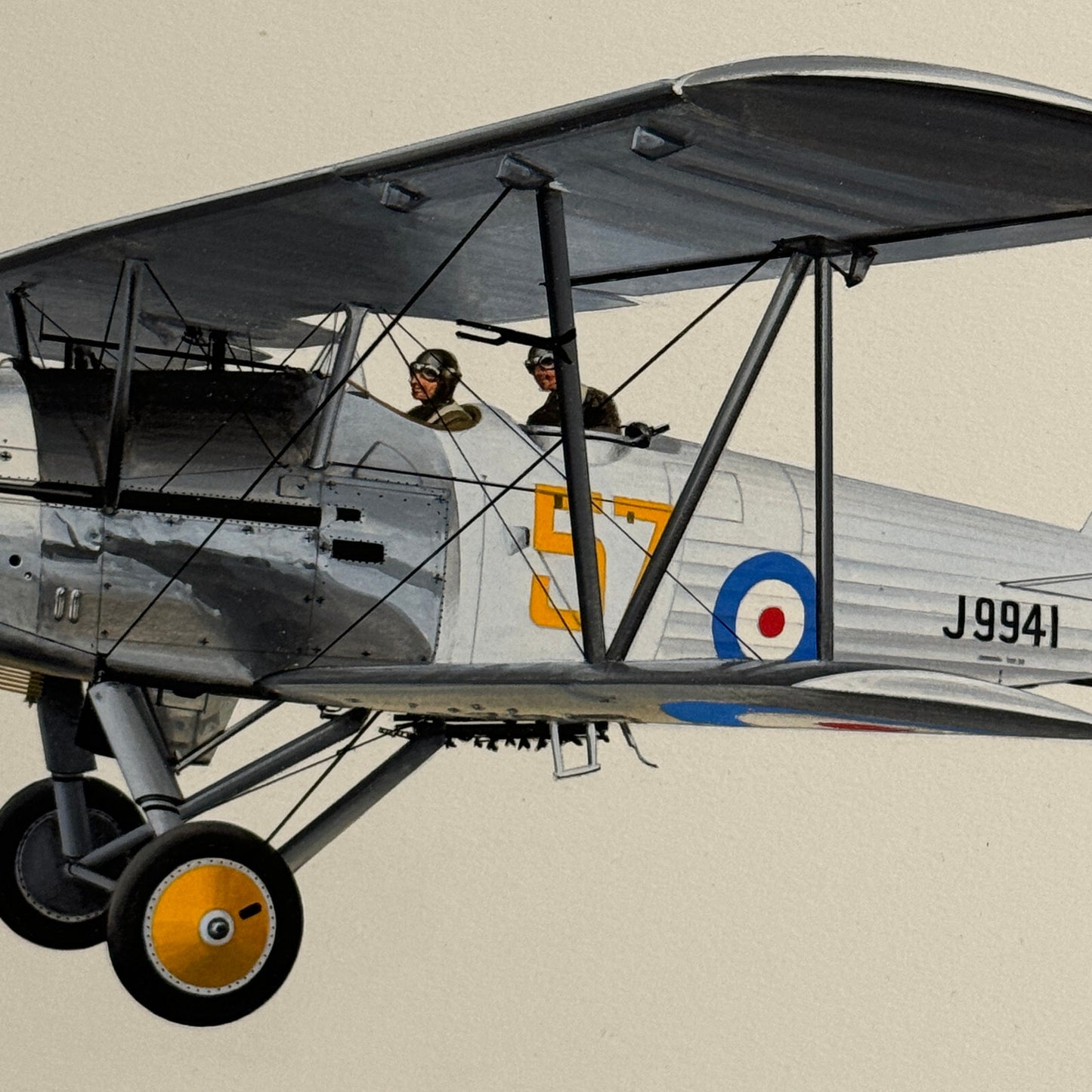 Vintage Hawker Hart Airplane Aircraft Plane Illustration Art Drawing