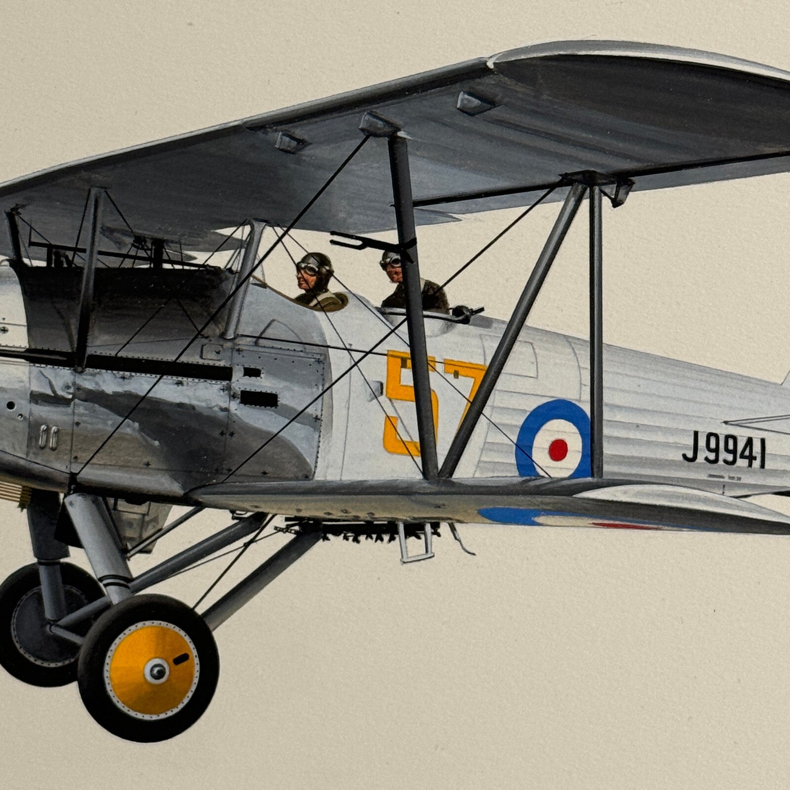 Vintage Hawker Hart Airplane Aircraft Plane Illustration Art Drawing