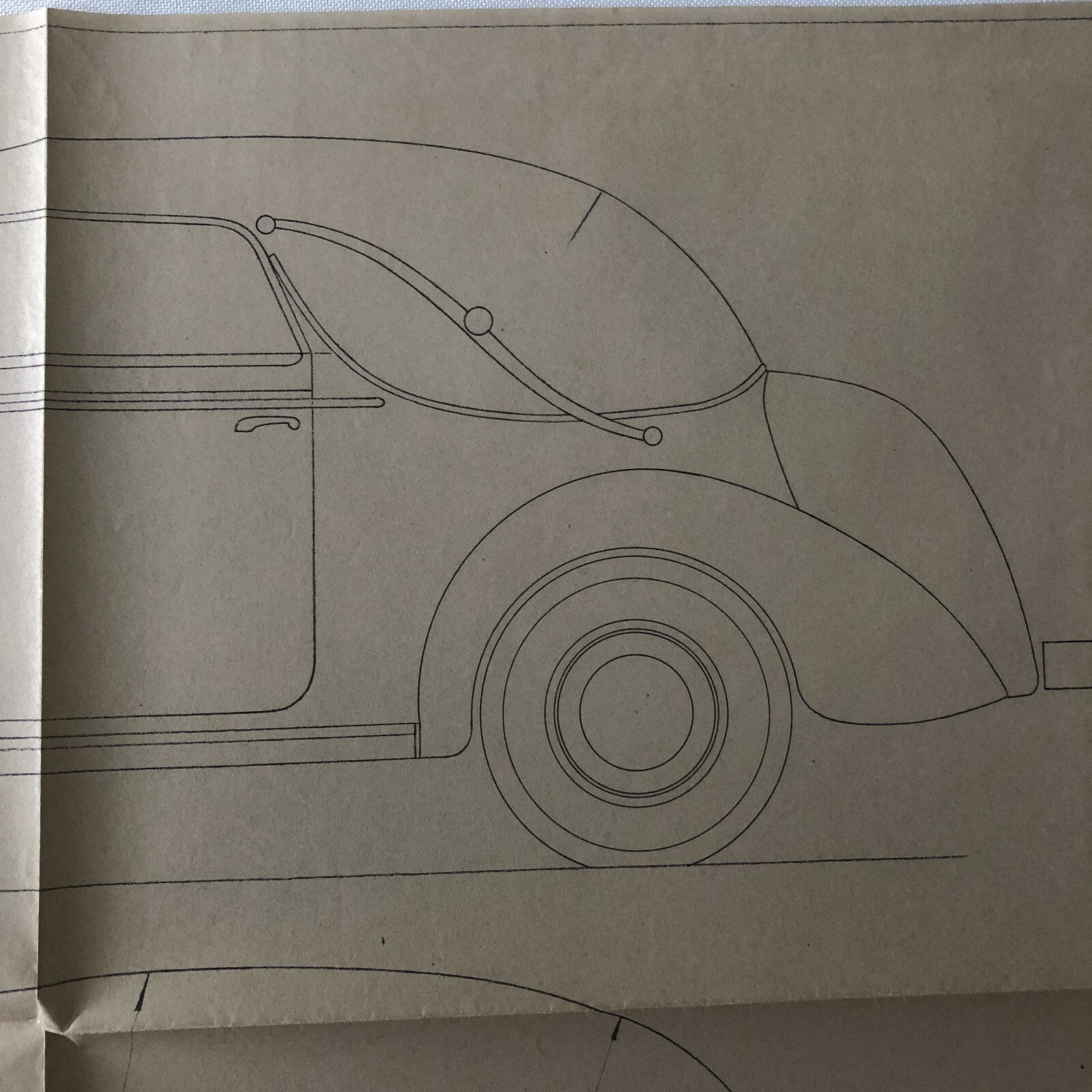 1936 Coachbuilder Car Design Blueprint Rendering Blue Print Coupe