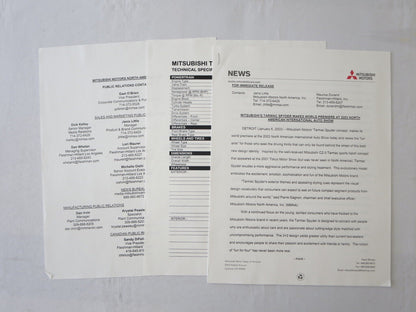2003 Mitsubishi Tarmac Spyder Press Kit Brochure Catalog