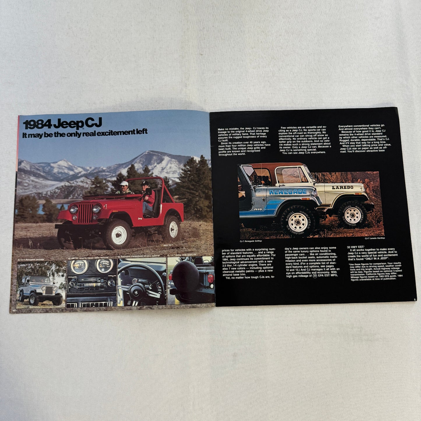 1984 Jeep Sales Brochure Catalog CJ Scrambler Pickup Renegade Laredo