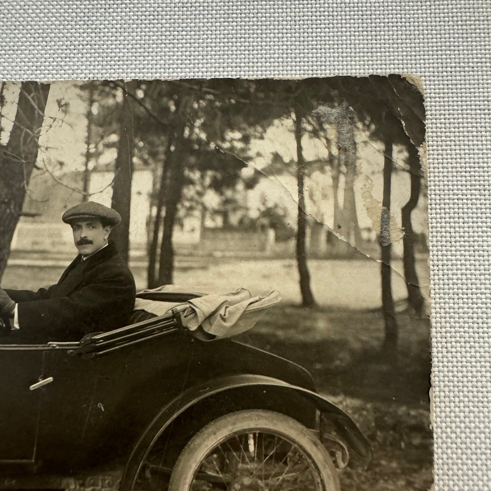 Vintage Postcard Real Photo Postcard RPPC Post Card Man in Early Automobile Car