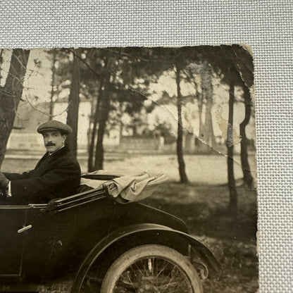Vintage Postcard Real Photo Postcard RPPC Post Card Man in Early Automobile Car