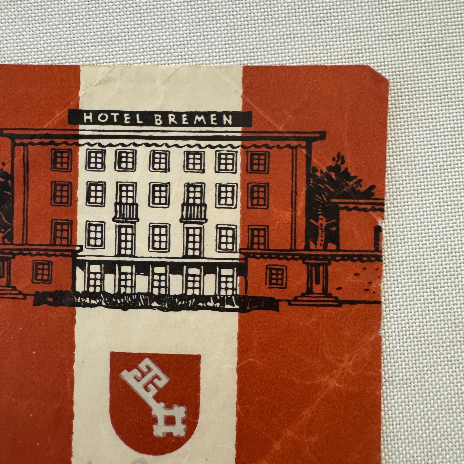 Vintage Hotel Travel Label Hotel Bremen United States Army Germany
