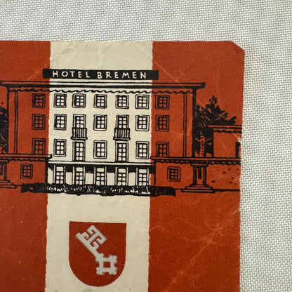 Vintage Hotel Travel Label Hotel Bremen United States Army Germany