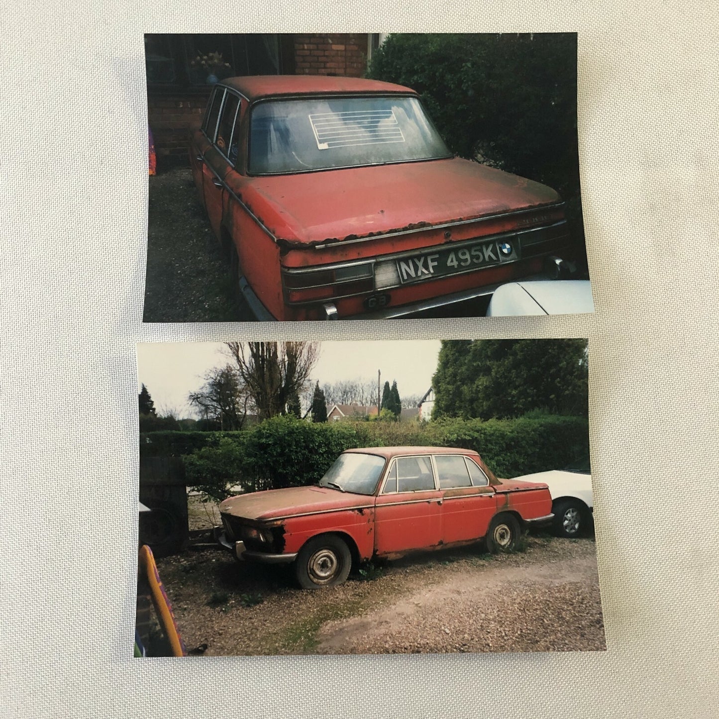 Vintage 1971 BMW 2000 Car in Rusty Condition Photo Photograph Print Lot of 2