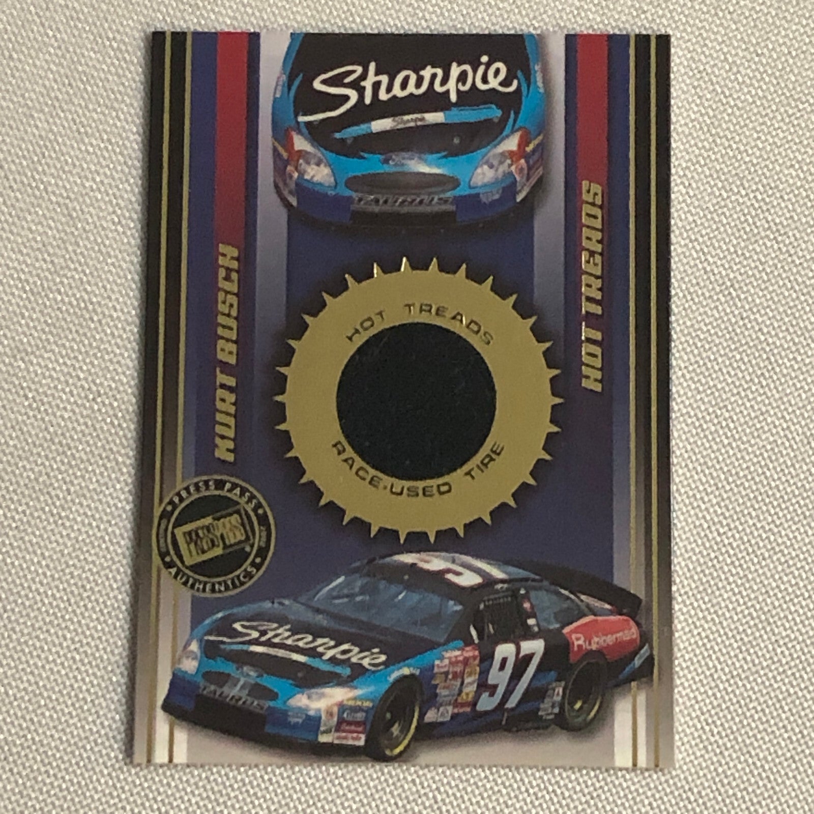 2002 Press Pass Hot Treads Tire Relic Card Kurt Busch NASCAR