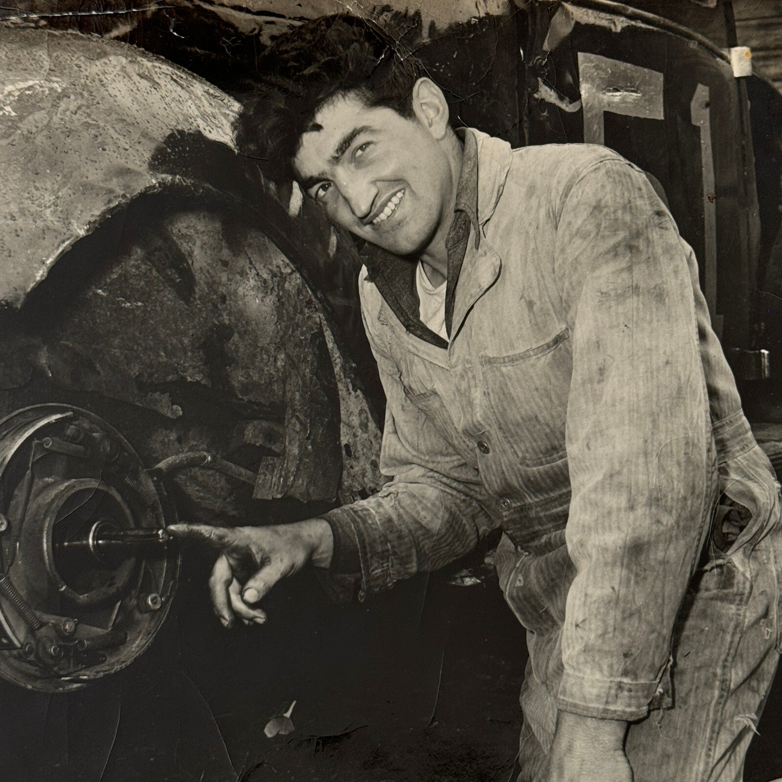 Vintage Stock Car Racing Car Driver Photo Photograph Mechanic