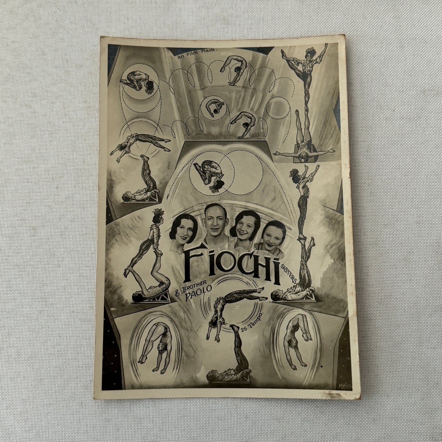 Vintage Circus Acrobat Balancing Act Photo Photograph Fiochi Sisters Paolo