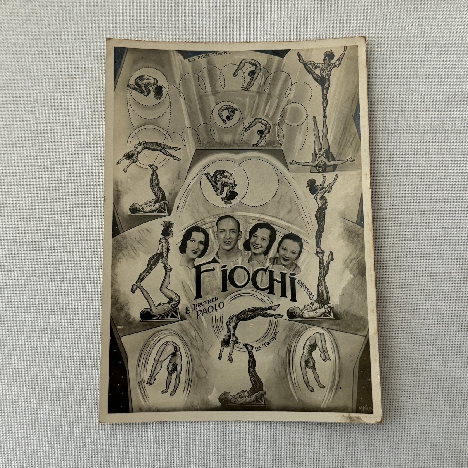 Vintage Circus Acrobat Balancing Act Photo Photograph Fiochi Sisters Paolo