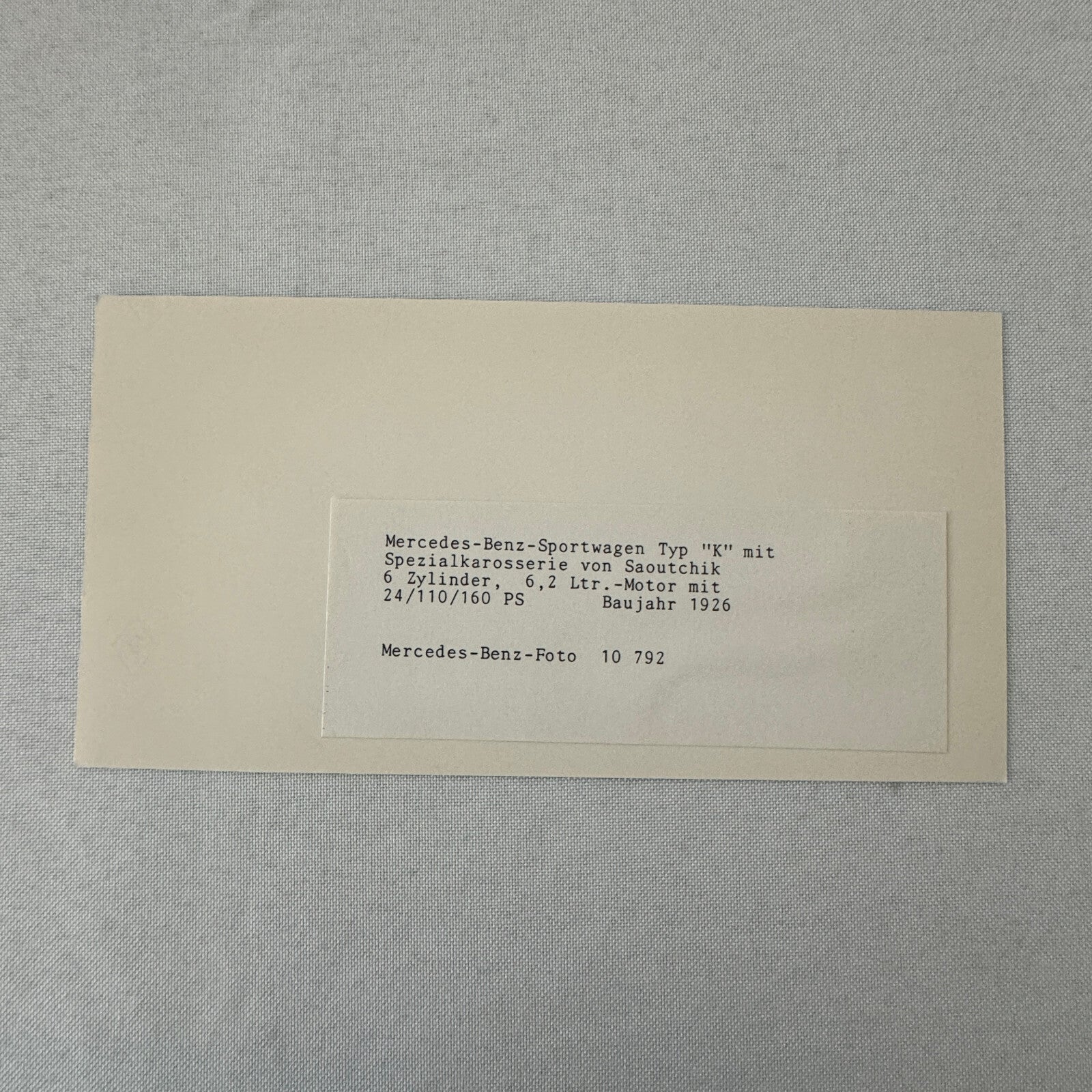 1926 Mercedes Benz Sportwagen Typ K Factory Press Photo Photograph Saoutchik