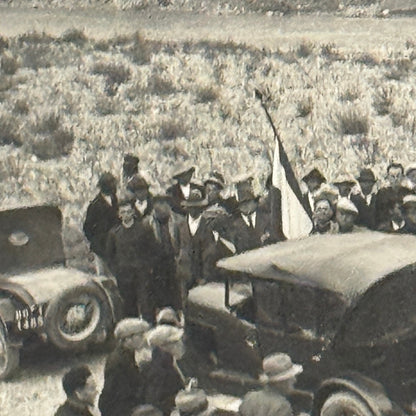 Vintage Photograph Crowd of People with Early Antique Cars Automobiles