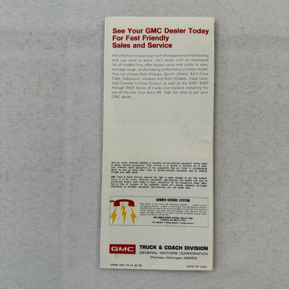 1974 GMC Truck Sales Brochure Jimmy Pickup Sprint School Bus Vandura Rally Van +