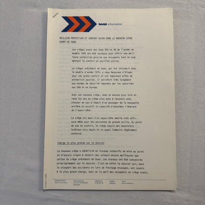 1980 Saab Factory Press Kit Brochure Photos Saab 900 99 Turbo EMS FRENCH