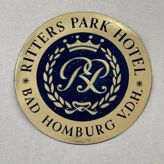 Vintage Hotel Travel Label Ritters Park Hotel Bad Homburg Germany German