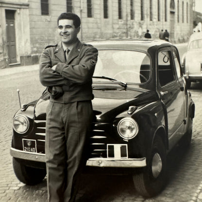 Vintage Photograph Photo Print Man with Car Automobile Italy Italian