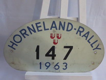 Vintage 1963 Horneland Rally Car Club Rally Plate Plaque Sign Metal #147