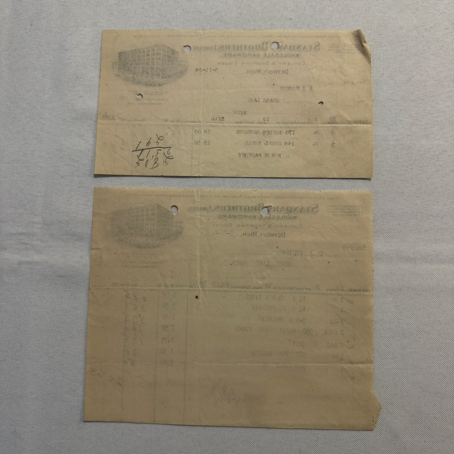 Standart Brothers Detroit Michigan Receipt Document Letterhead 1908 Lot 6x