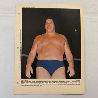 Vintage Andre The Giant Jean Ferre Wrestling Wrestler Print Insert 1983