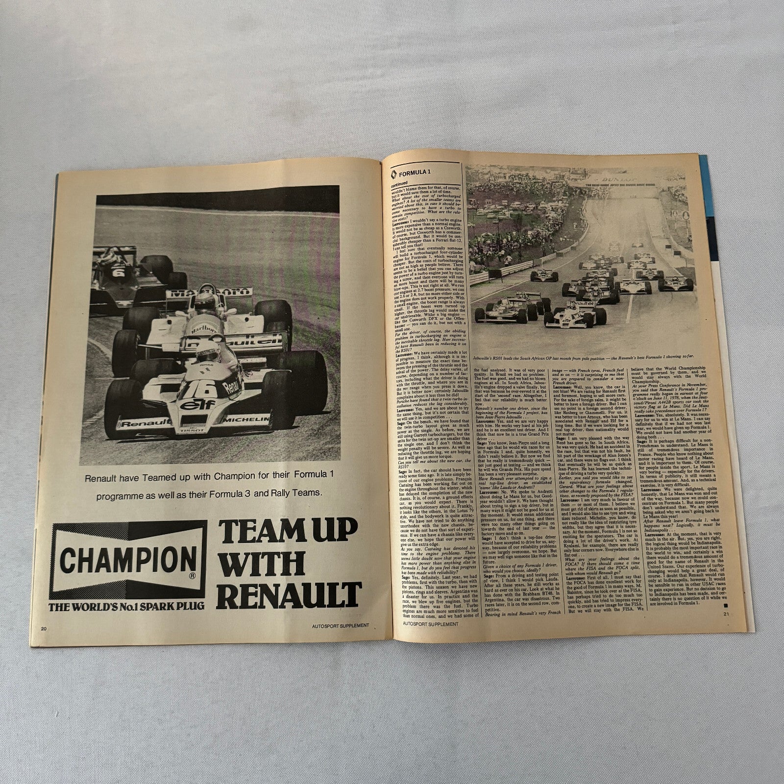 Vintage Renault Racing Supplement Magazine F1 Formula One ELF Renault 5 Gordini