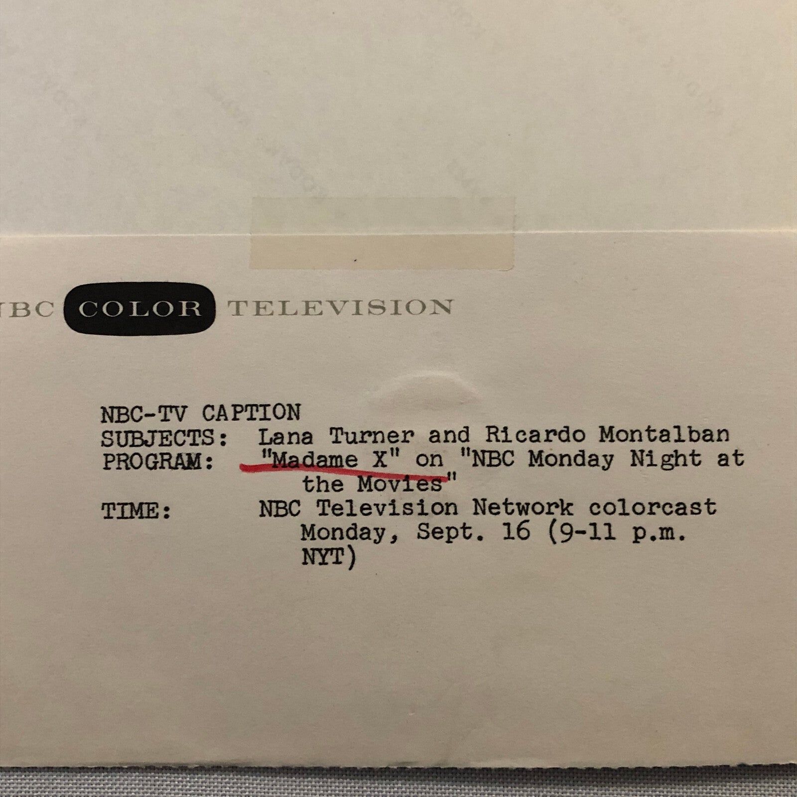 Lana Turner Ricardo Montalban Madame X Movie Film Photo Photograph NBC TV